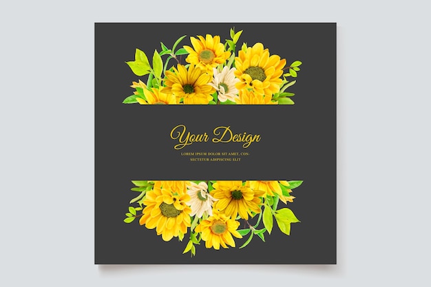 tarjeta de invitación con diseño de girasol
