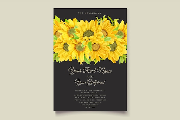 Vector gratuito tarjeta de invitación con diseño de girasol