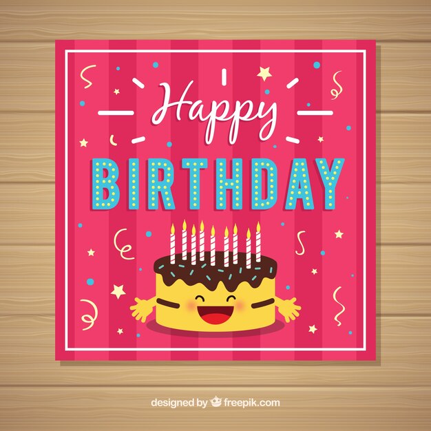 Tarjeta de invitación de feliz cumpleaños en estilo plano