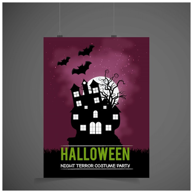 Tarjeta de invitación de fiesta de halloween con vector de fondo oscuro