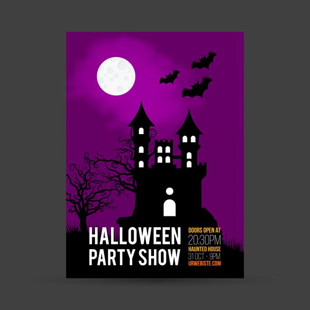 Tarjeta de invitación de fiesta de Halloween con vector de fondo oscuro