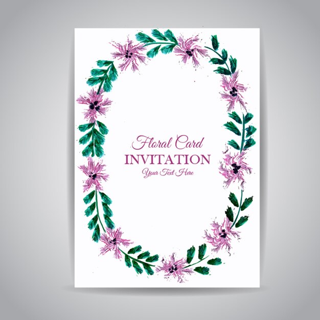 Tarjeta de invitación floral vintage acuarela