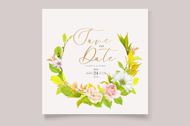 tarjeta de invitación de flores de cerezo de otoño y verano