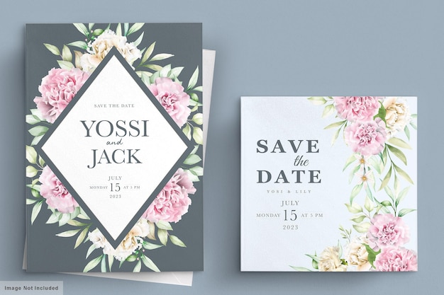tarjeta de invitación de flores de clavel