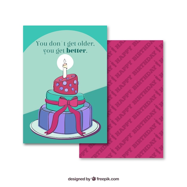 Vector gratuito tarjeta de invitación de tarta de cumpleaños