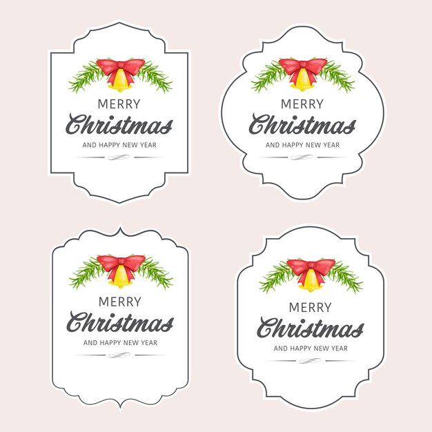 Tarjeta de invitaciones de etiqueta vintage de feliz Navidad con ramas de abeto verde acuarela.