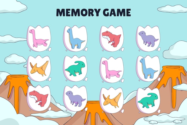 Vector gratuito tarjeta de juego de memoria dibujada a mano