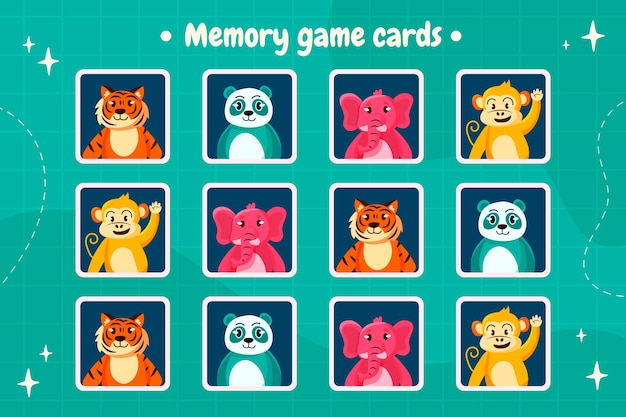 Tarjeta de juego de memoria dibujada a mano