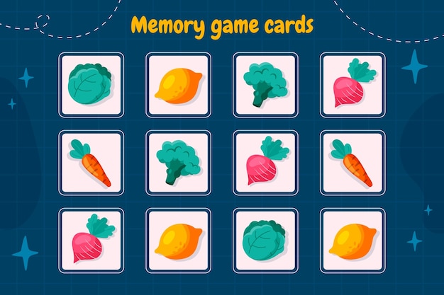 Vector gratuito tarjeta de juego de memoria dibujada a mano