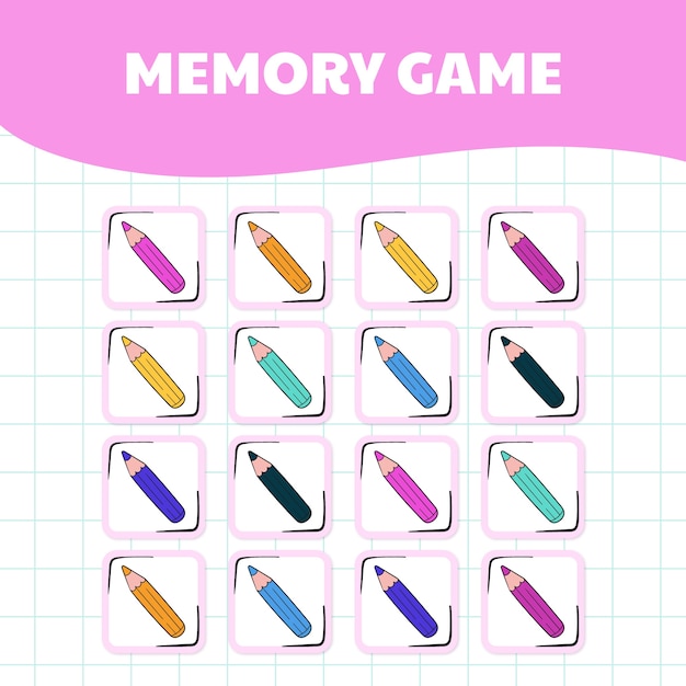 Vector gratuito tarjeta de juego de memoria dibujada a mano