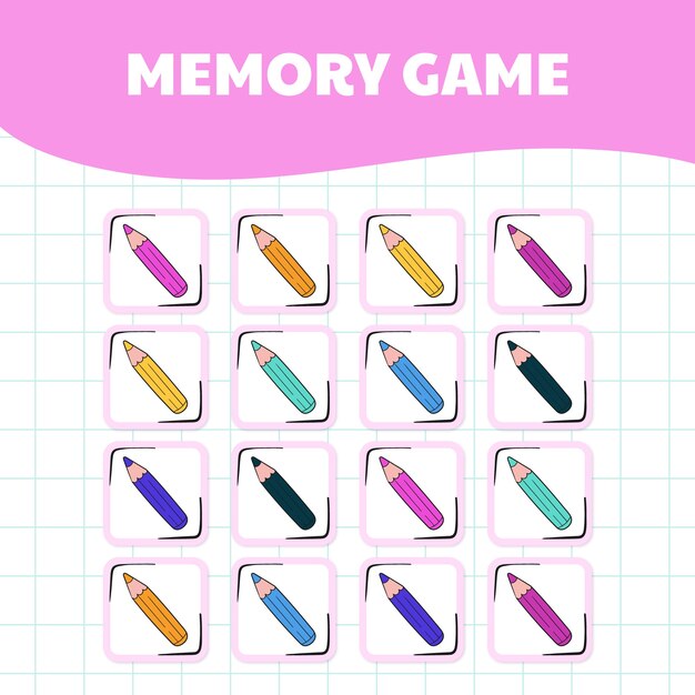 Tarjeta de juego de memoria dibujada a mano