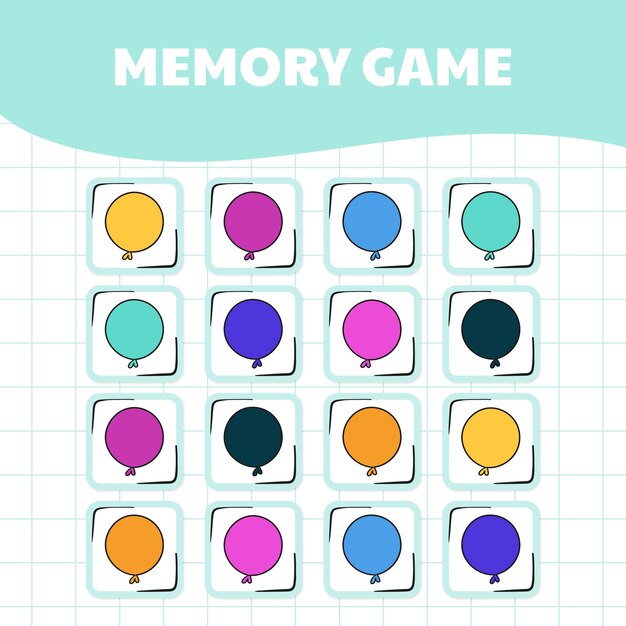Tarjeta de juego de memoria dibujada a mano