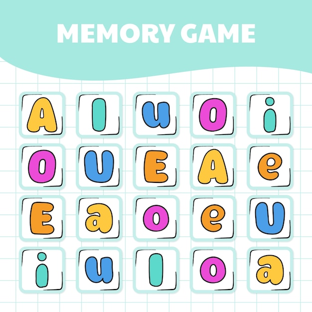 Vector gratuito tarjeta de juego de memoria dibujada a mano