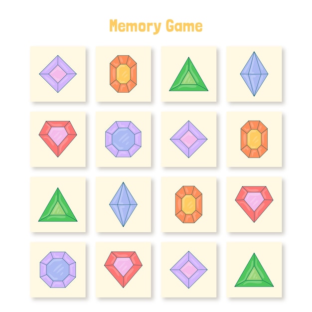 Vector gratuito tarjeta de juego de memoria dibujada a mano