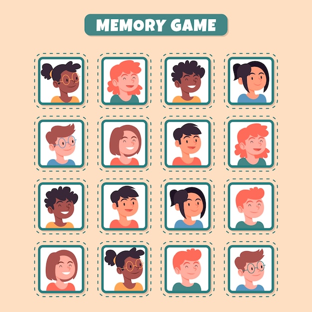 Vector gratuito tarjeta de juego de memoria dibujada a mano