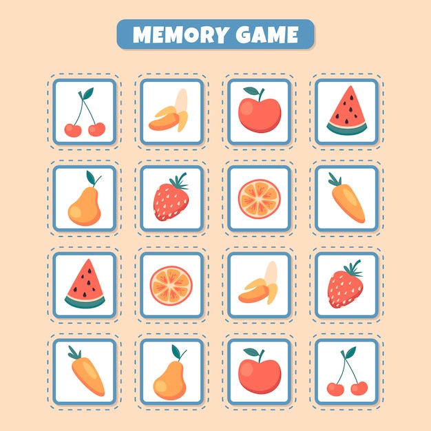 Vector gratuito tarjeta de juego de memoria dibujada a mano