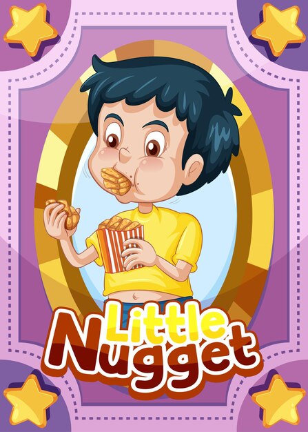 Tarjeta de juego de personajes con la palabra Little Nugget