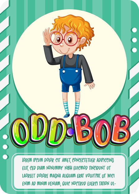 Tarjeta de juego de personajes con la palabra Odd-Bob