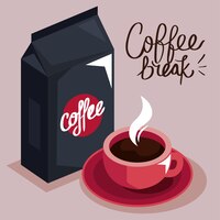 Vector gratuito tarjeta de letras de pausa para el café