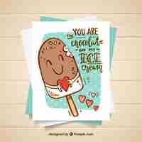 Vector gratuito tarjeta linda con helado y frase