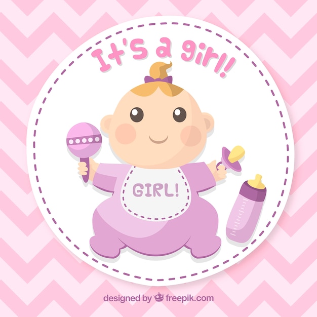 Tarjeta linda de niña en estilo hecho a mano