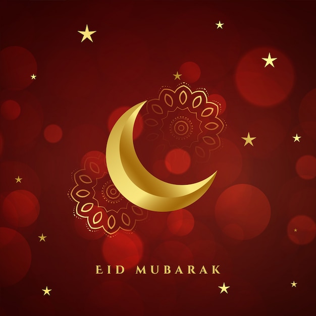 Tarjeta de luna dorada de eid mubarak