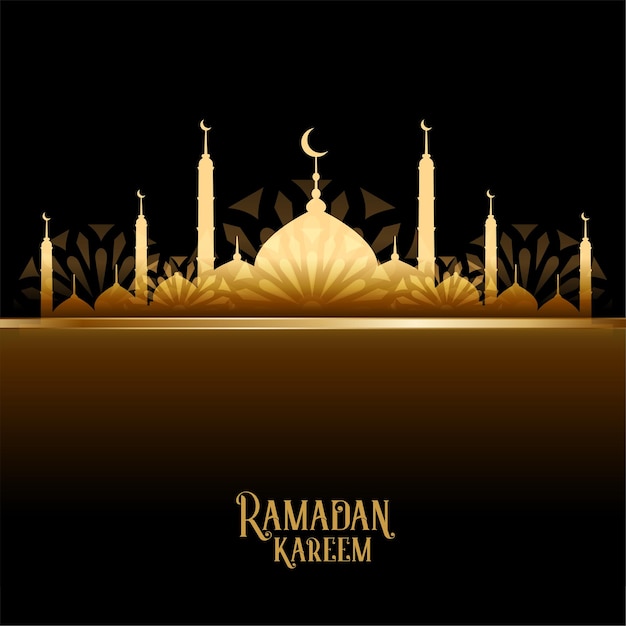 Tarjeta de la mezquita dorada de ramadan kareem