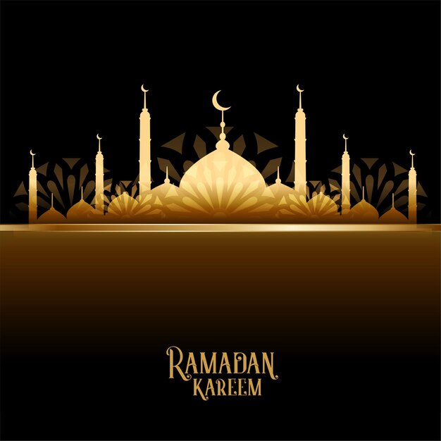 Tarjeta de la mezquita dorada de ramadan kareem