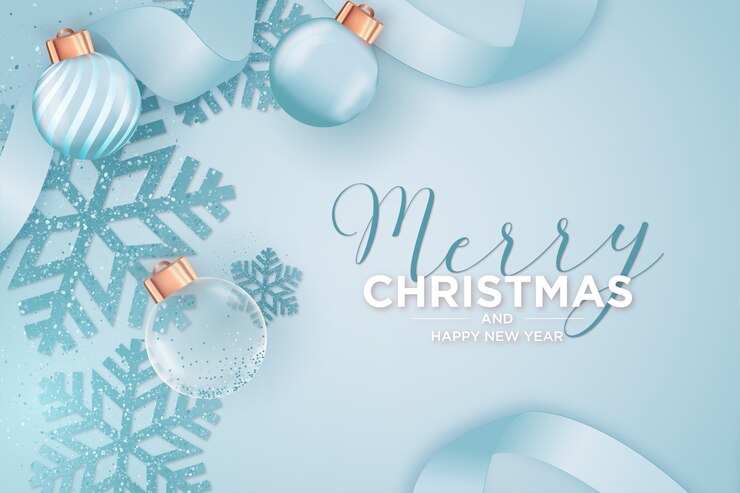Vector gratuito tarjeta moderna de feliz navidad y año nuevo con objetos navideños realistas