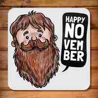 Vector gratuito tarjeta de movember con un hombre barbudo pintado