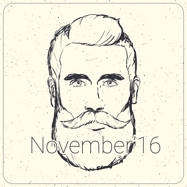 Tarjeta de movember con ilustración realista masculina 