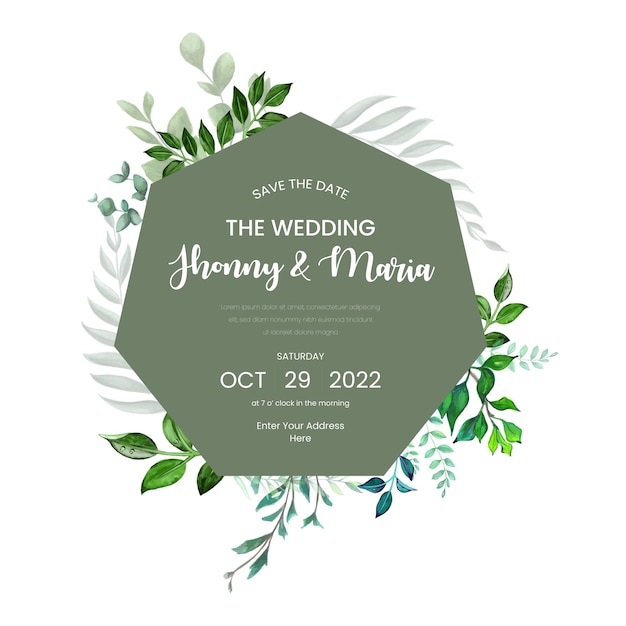 Tarjeta multipropósito de fondo de invitación de boda colorido blanco verde vector libre