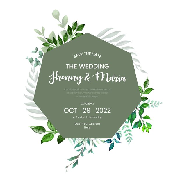 Tarjeta multipropósito de fondo de invitación de boda colorido blanco verde Vector libre