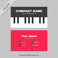 Vector gratuito tarjeta de música con diseño plano de piano