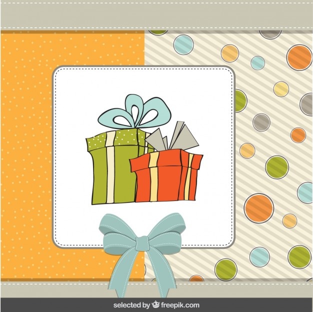 Tarjeta de nacimiento con regalos dibujados a mano
