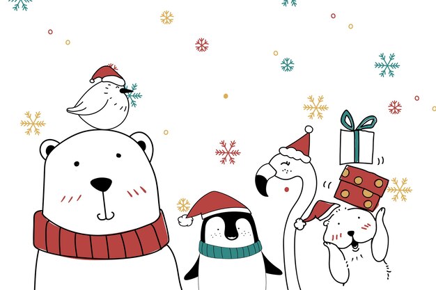 Tarjeta de Navidad animal lindo oso polar