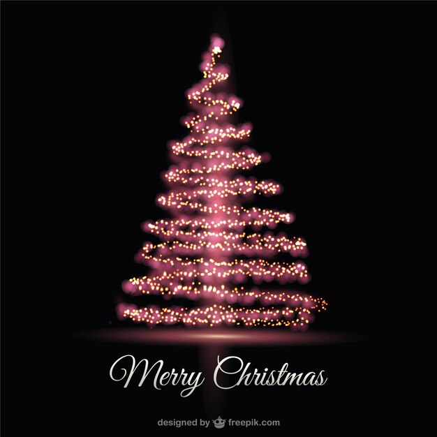 Tarjeta de Navidad con árbol brillante