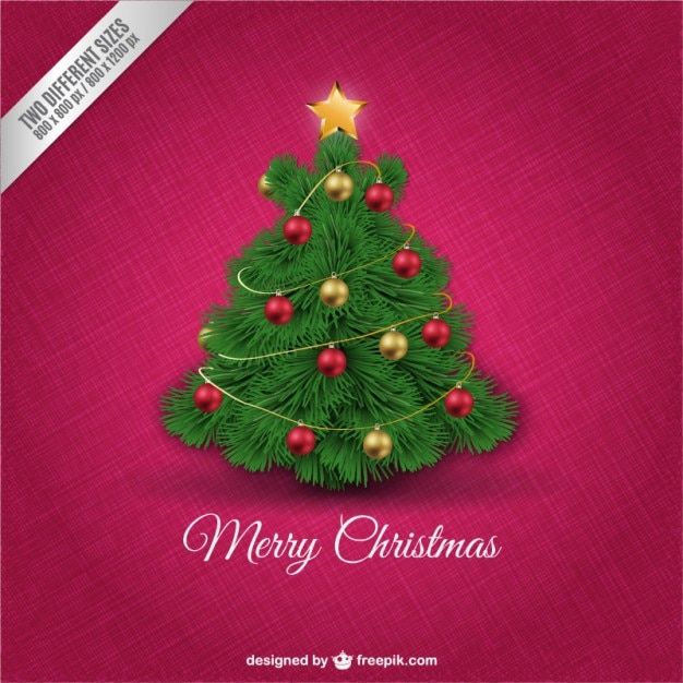 Vector gratuito tarjeta de navidad con árbol decorado