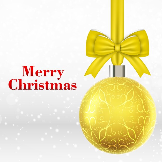 tarjeta de navidad con bola amarilla de navidad