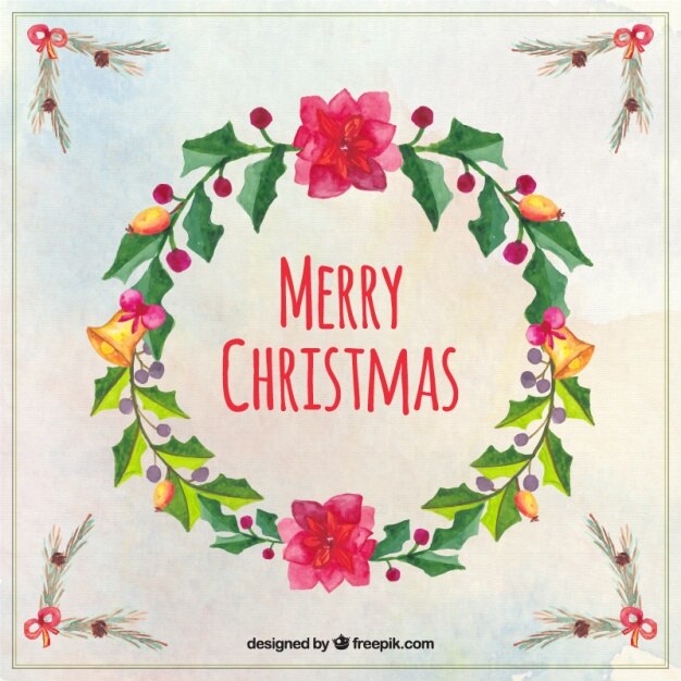 Tarjeta de navidad con bonita corona floral 