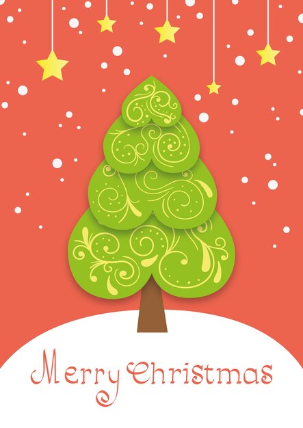 Tarjeta de Navidad CMYK con árbol