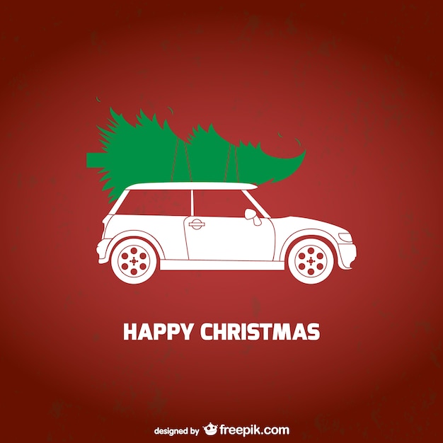 Vector gratuito tarjeta de navidad con coche