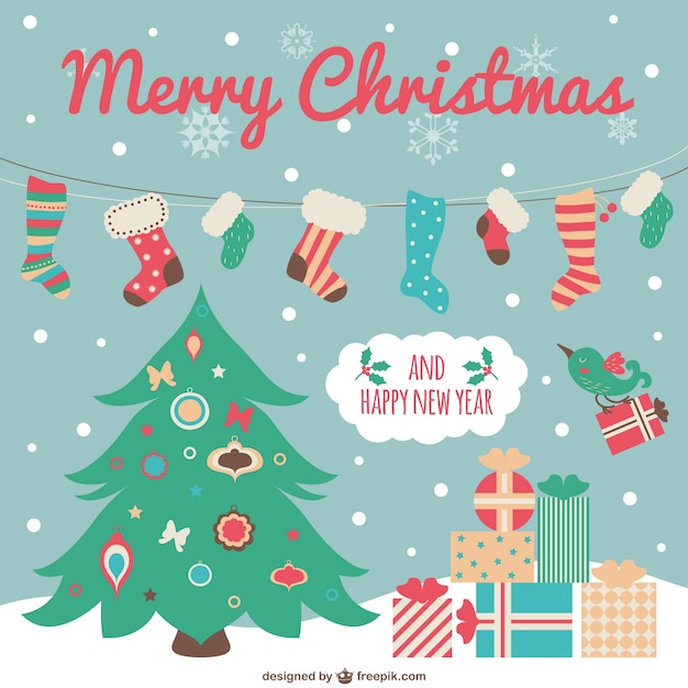Tarjeta de Navidad con dibujos animados