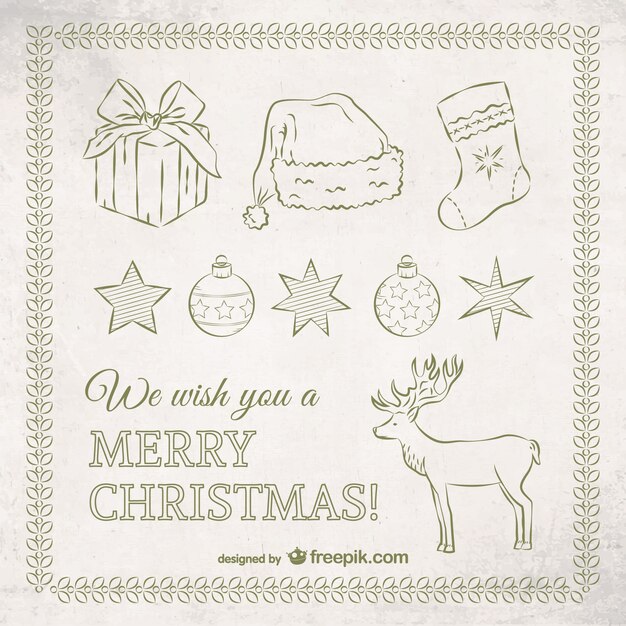 Tarjeta de Navidad de estilo boceto