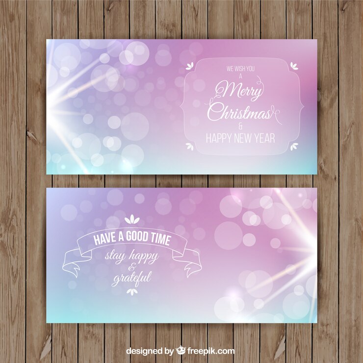Vector gratuito tarjeta de navidad en estilo bokeh