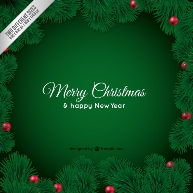 Tarjeta de Navidad con hojas verdes
