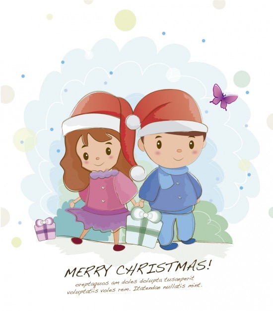 Vector gratuito tarjeta de navidad de los niños