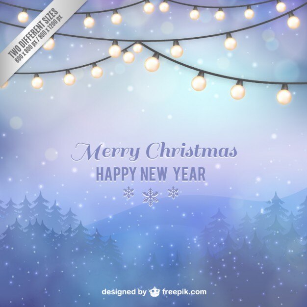 Tarjeta de navidad con paisaje invernal