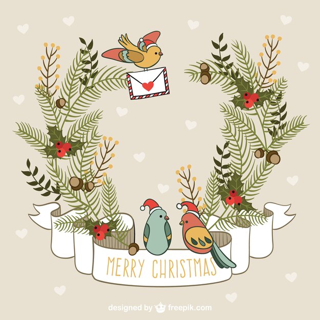 Tarjeta de navidad con pájaros