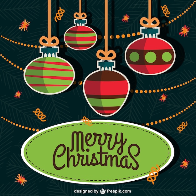 Tarjeta de Navidad plana con bolas